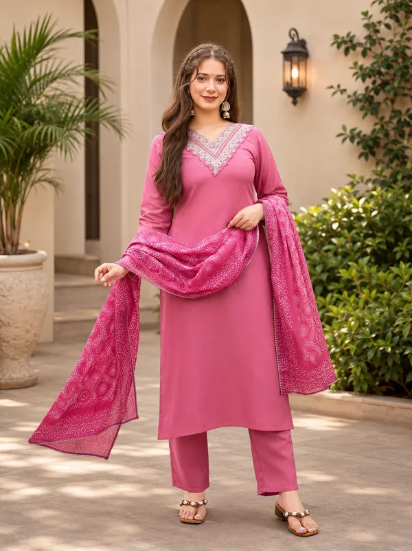 Gajri_Rayon_Embroidered_Straight_Kurti_with_Pant_And_Dupatta_Sets_From_Women_Ethnic