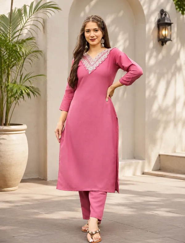Gajri_Rayon_Embroidered_Straight_Kurti_with_Pant_And_Dupatta_Sets_From_Women_Ethnic