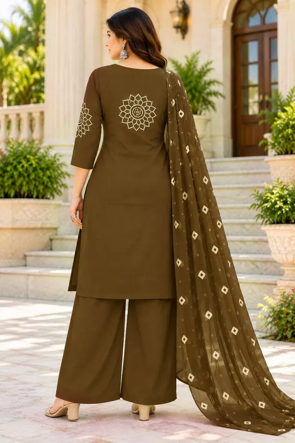Dhabu_cotton_With_Mirror_&Block_Printe_Work_Kurti_Set