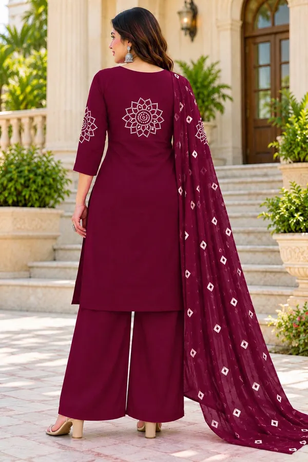 Dhabu_cotton_With_Mirror_&Block_Printe_Work_Kurti_Set