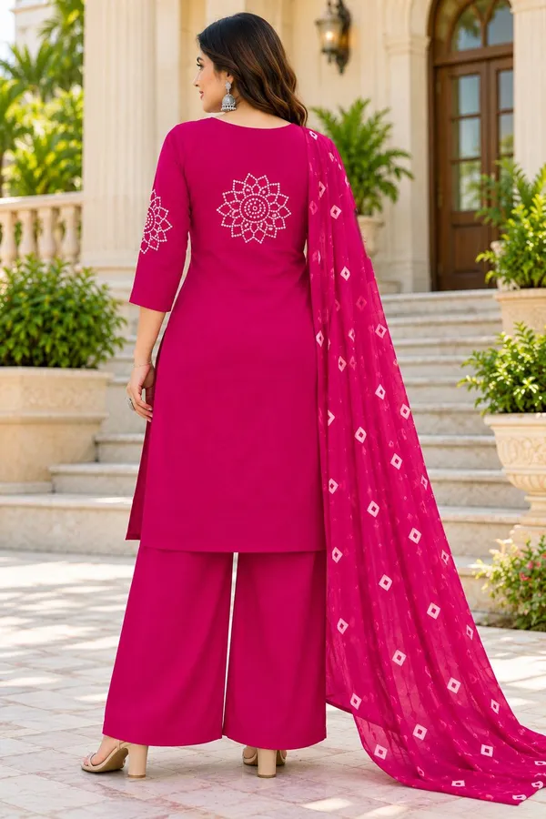 Dhabu_cotton_With_Mirror_&Block_Printe_Work_Kurti_Set