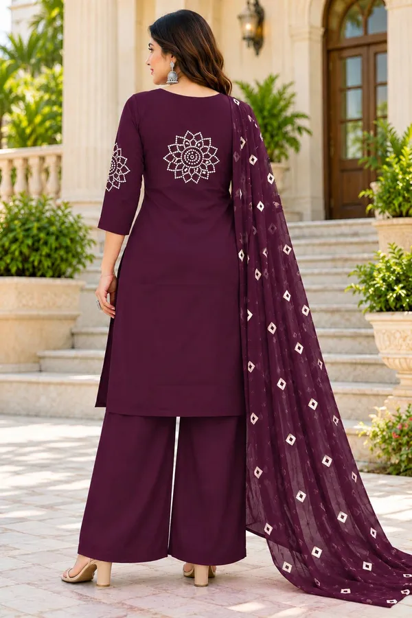 Dhabu_cotton_With_Mirror_&Block_Printe_Work_Kurti_Set