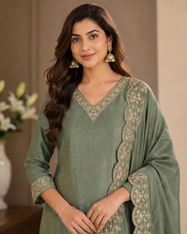Women's_Art_silk_Embroidery_codding_Sequence_Work_Kurti_Set_From_Women_Ethnic