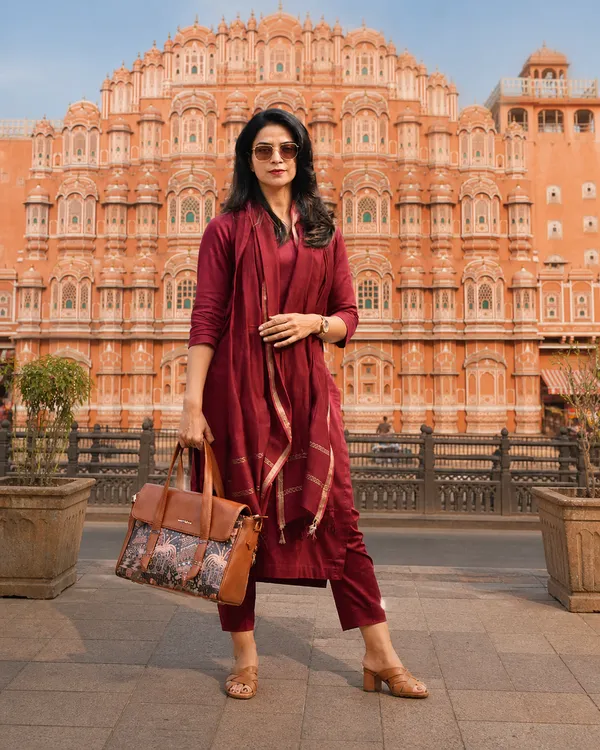 Priyankit_Women_Maroon_Solid_Kurta_Pant_Set_With_Dupatta_|_Elegant_Ethnic_Wear_For_Office_&_Festive