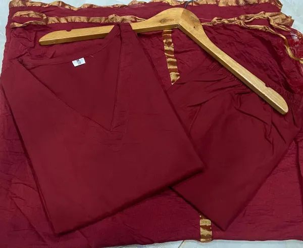 Priyankit_Women_Maroon_Solid_Kurta_Pant_Set_With_Dupatta_|_Elegant_Ethnic_Wear_For_Office_&_Festive