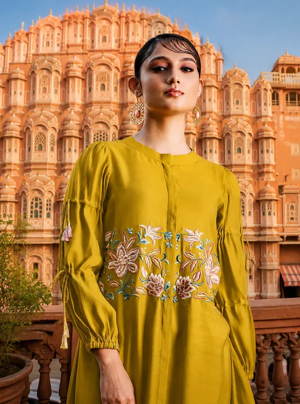Priyankit_Women_Mustard_Yellow_Embroidered_Co-Ord_Set_|_Kurta_Top_&_Pant_Set_For_Festive_&_Casual_Wear