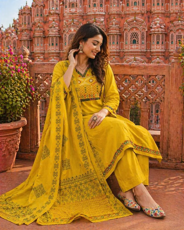 Priyankit_Women_Mustard_Yellow_Embroidered_Kurta_Set_With_Dupatta_|_Festive_Ethnic_Cord_Set_For_Women