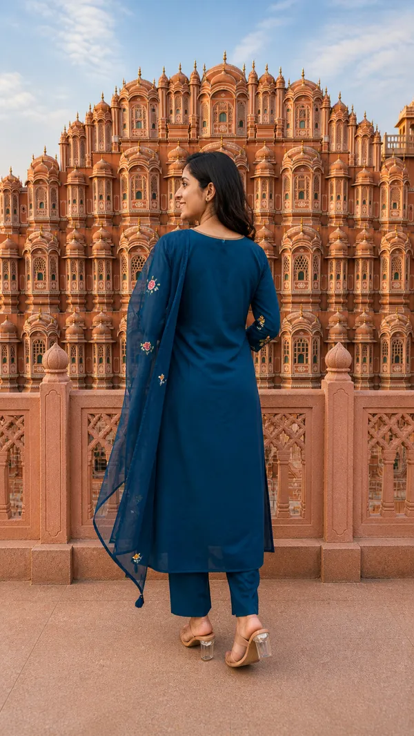 Teal_Blue_Floral_Embroidered_Kurta_Pant_Set_With_Dupatta_|_Elegant_Ethnic_Wear_For_Festive_&_Casual