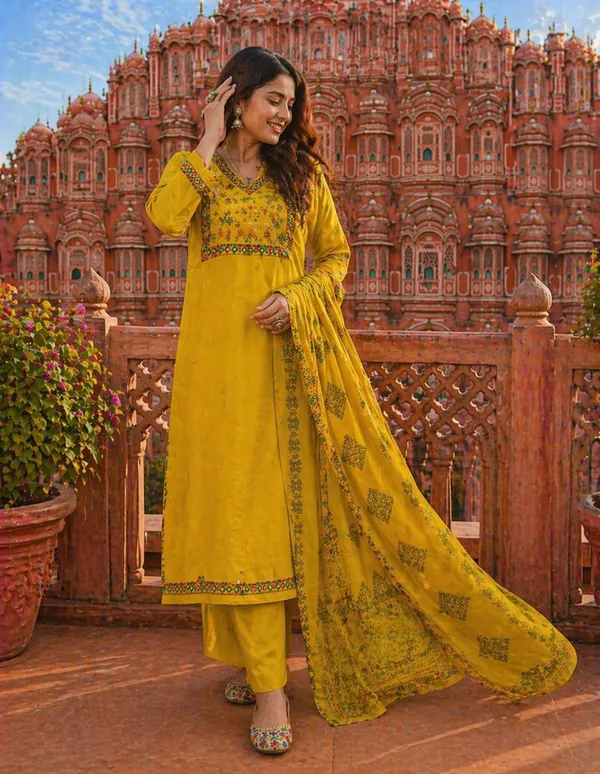 Priyankit_Women_Mustard_Yellow_Embroidered_Kurta_Set_With_Dupatta_|_Festive_Ethnic_Cord_Set_For_Women