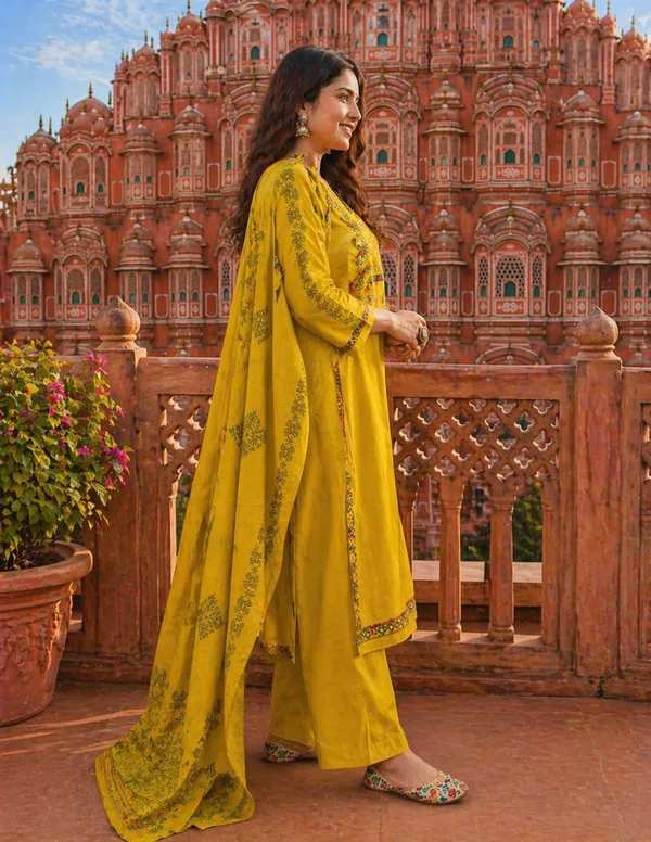 Priyankit_Women_Mustard_Yellow_Embroidered_Kurta_Set_With_Dupatta_|_Festive_Ethnic_Cord_Set_For_Women