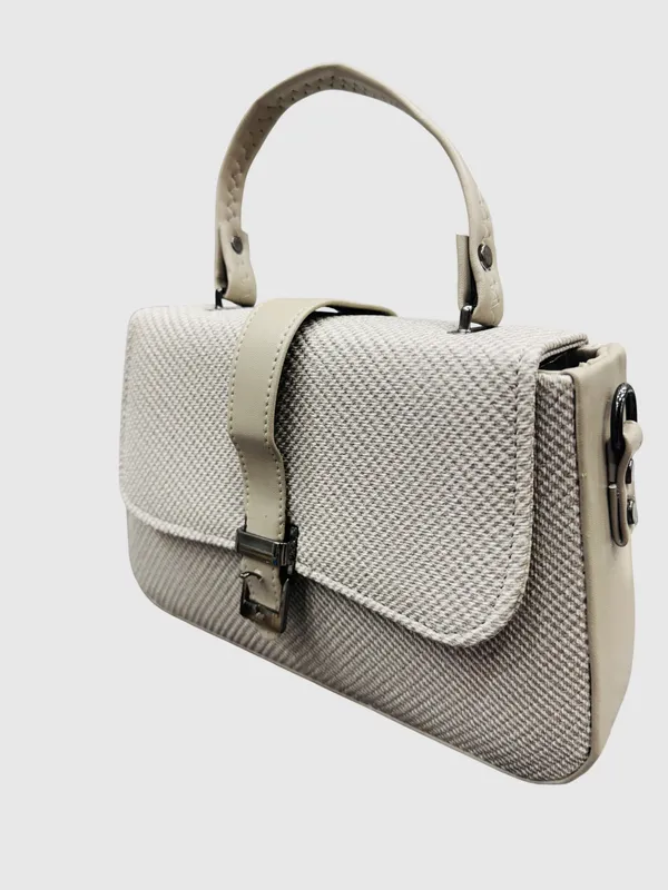 Textured_Grey_Top_Handle_Handbag_With_Flap_Closure