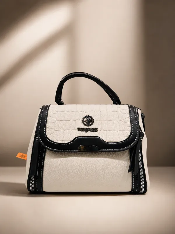 Black_And_White_Croc-Textured_Top_Handle_Handbag