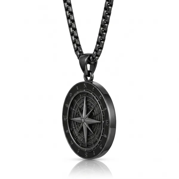 True_North_Compass_Pendant_Black