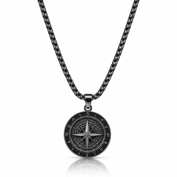 True_North_Compass_Pendant_Black