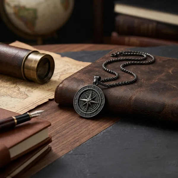 True_North_Compass_Pendant_Black