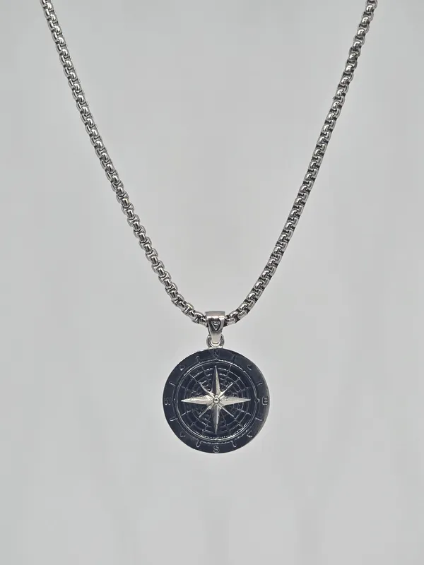 True_North_Compass_Pendant_Silver