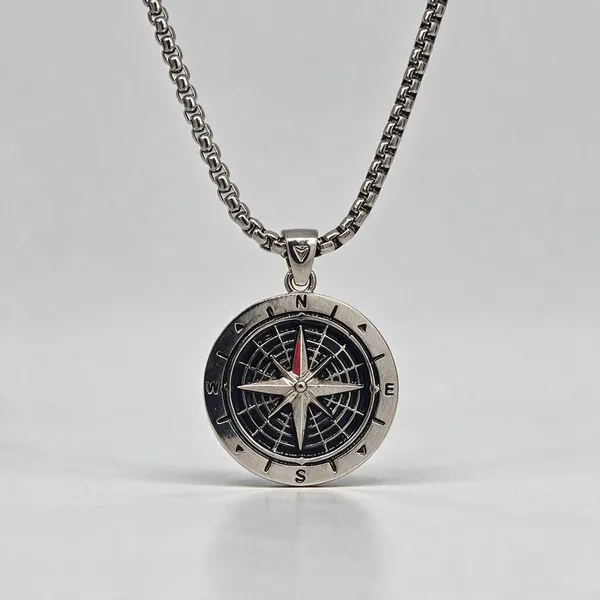 True_North_Compass_Pendant_Silver