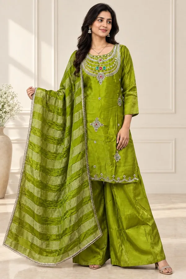 Extraordinary_Green_Party_Wear_Glass_Silk_Top_Palazzo_Set_with_Beads_and_Stone_Work