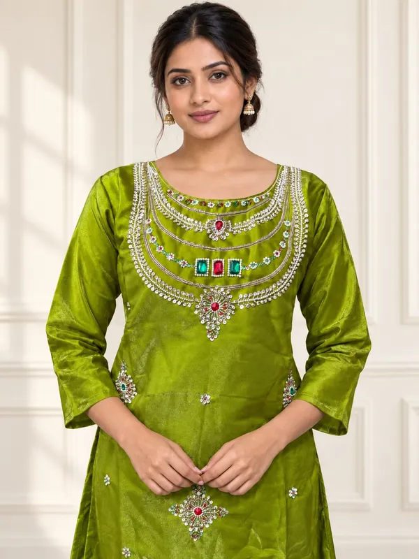 Extraordinary_Green_Party_Wear_Glass_Silk_Top_Palazzo_Set_with_Beads_and_Stone_Work