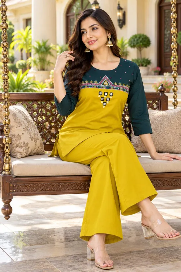 Dhabu_cotton_With_Mirror_hand_Embroidery_Work_Co-Ord_Set