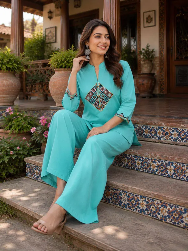 Rayams__Embroidery_Work_Dhabu_cotton_Co-Ord_Set
