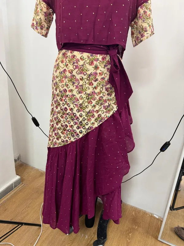 Maroon_Polka_Dot_Cotton_Crepe_Crop_Top_Asymmetric_Skirt_Co-Ord_Set_For_Women