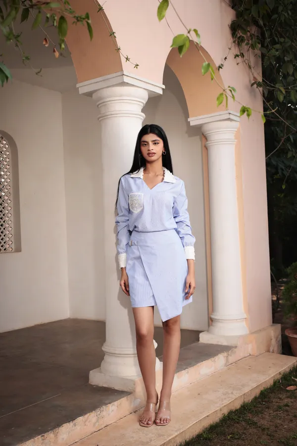 Blue_Soft_Blend_Wrap_Skirt_For_Women