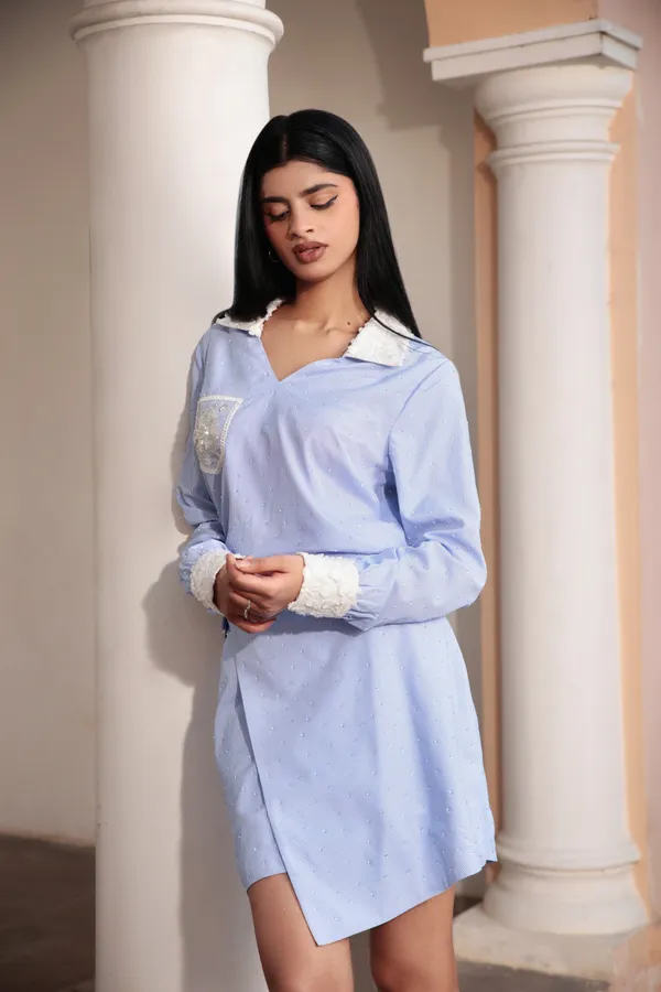 Blue_Soft_Blend_Wrap_Skirt_For_Women