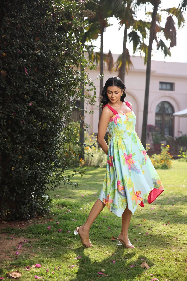 Tropical_Print_Rayon_Asymmetric_Dress_For_Women