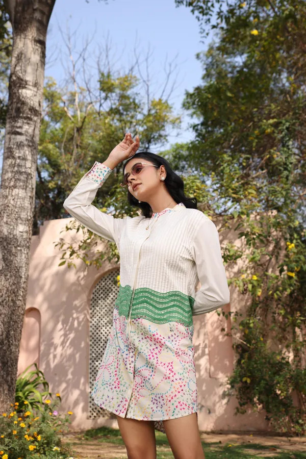 Cotton_Cambric_Pleated_Embroidered_Shirt_Dress_For_Women