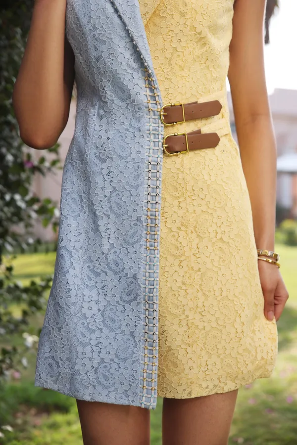 Multicolour_Jacquard_Lace_Asymmetric_Tailored_Mini_Dress_For_Women