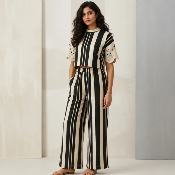 Black_&_white_Cotton_Vertical_Striped_Lace_Sleeve_Co-Ord_Set_For_Women