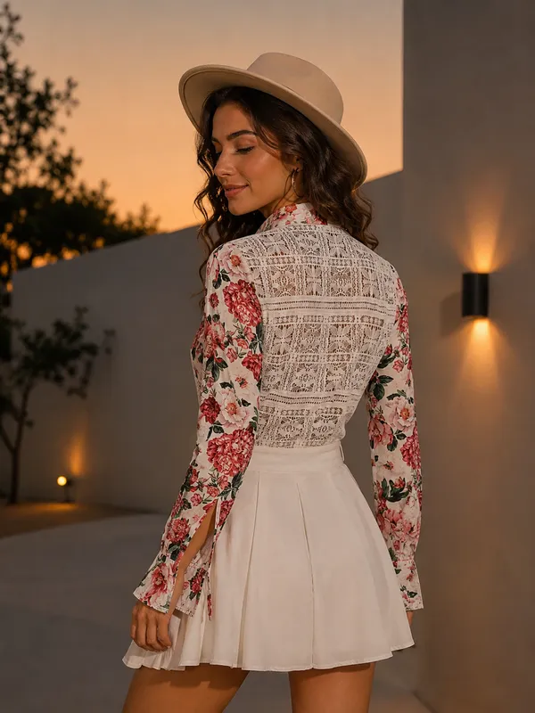 English_Garden_Viscose_Rayon_Lace_Panel_Shirt_For_Women