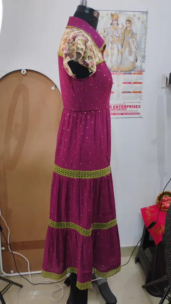 Maroon_cotton_Poly_Crepe_Tiered_Floral_Yoke_Sequin_Maxi_Dress_For_Women