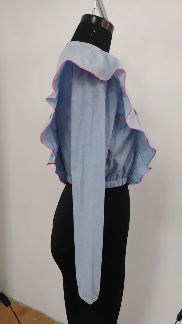 Light_Blue_Cotton_Ruffled_Collar_Crop_Top_For_Women
