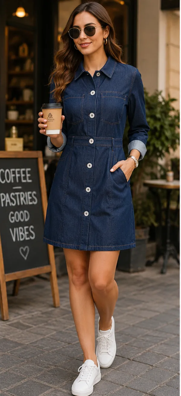 Denim_Blue_Tencel_Dobby_Front__Button_Midi_Shirt_Dress_For_Women