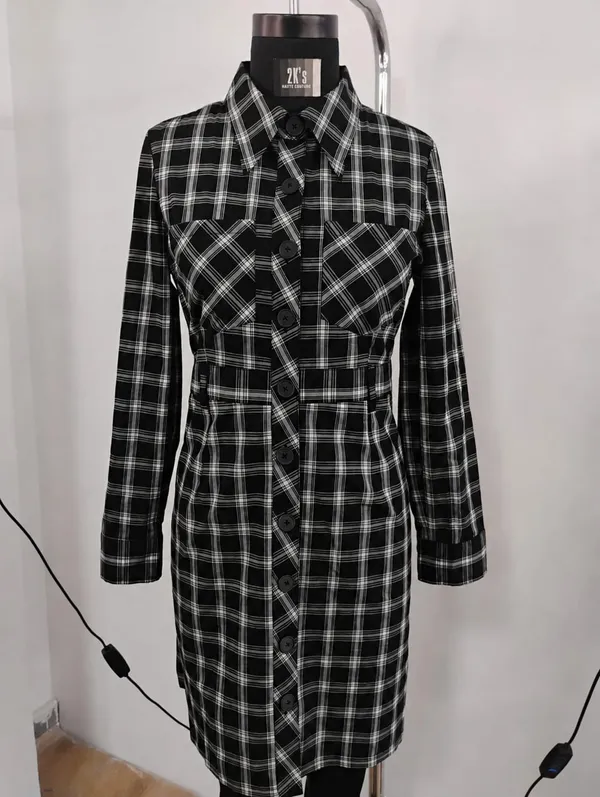 Check_Yarn_Dyed_Cotton_Plaid_Button-Down_Shirt_Dress_For_Women
