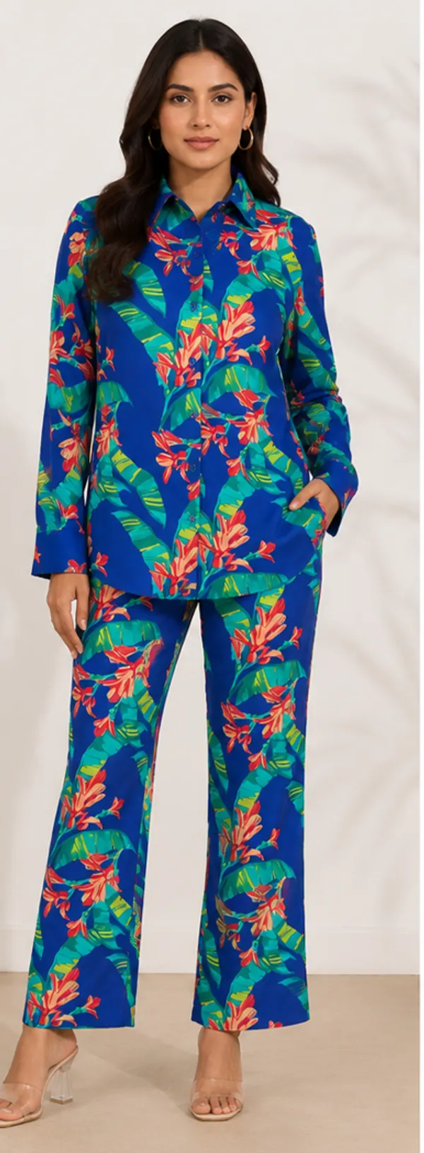 Blue_Tropical_Print_Viscose_Rayon_Shirt_Pyjama_Co-Ord_Set_For_Women