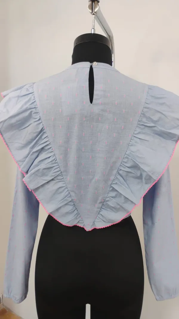 Light_Blue_Cotton_Ruffled_Collar_Crop_Top_For_Women
