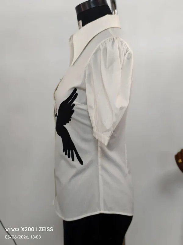 White_Cotton_Hummingbird_Embroidered_Collared_Shirt_For_Women