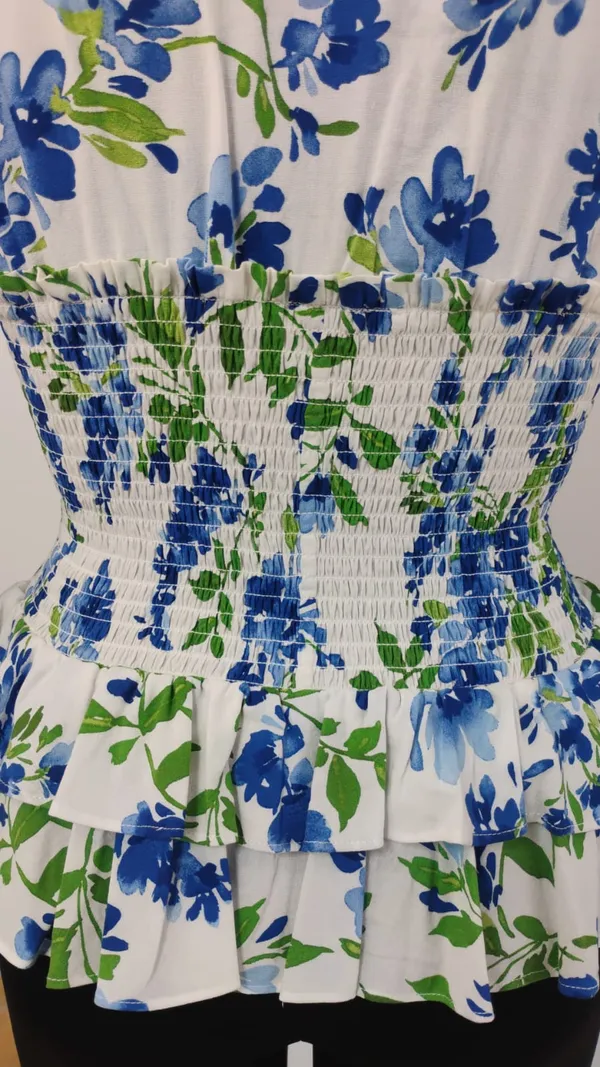 Blue_Floral_Viscose_Rayon_Smocked_Waist_Peplum_Top_For_Women