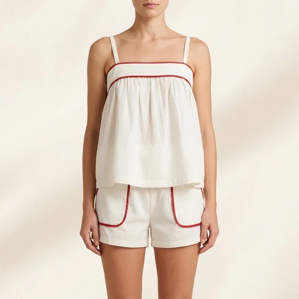 White_&_Red_Cotton_Camisole_Loungewear_Set_For_Women