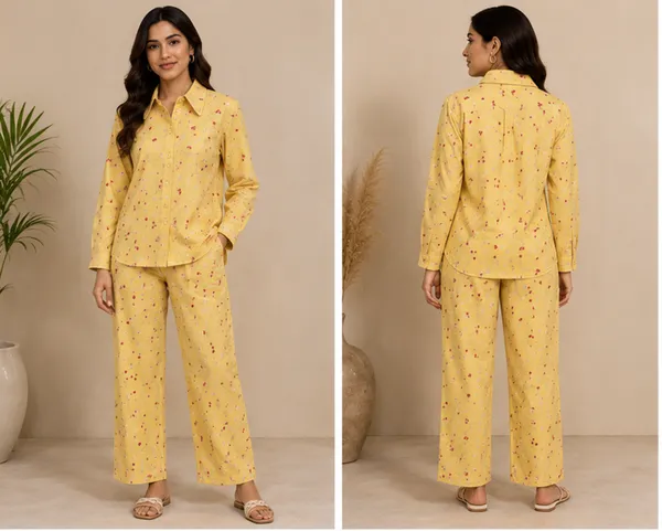 Yellow_Floral_Viscose_Rayon_Shirt_Pajama_Co-Ord_Set_For_Women