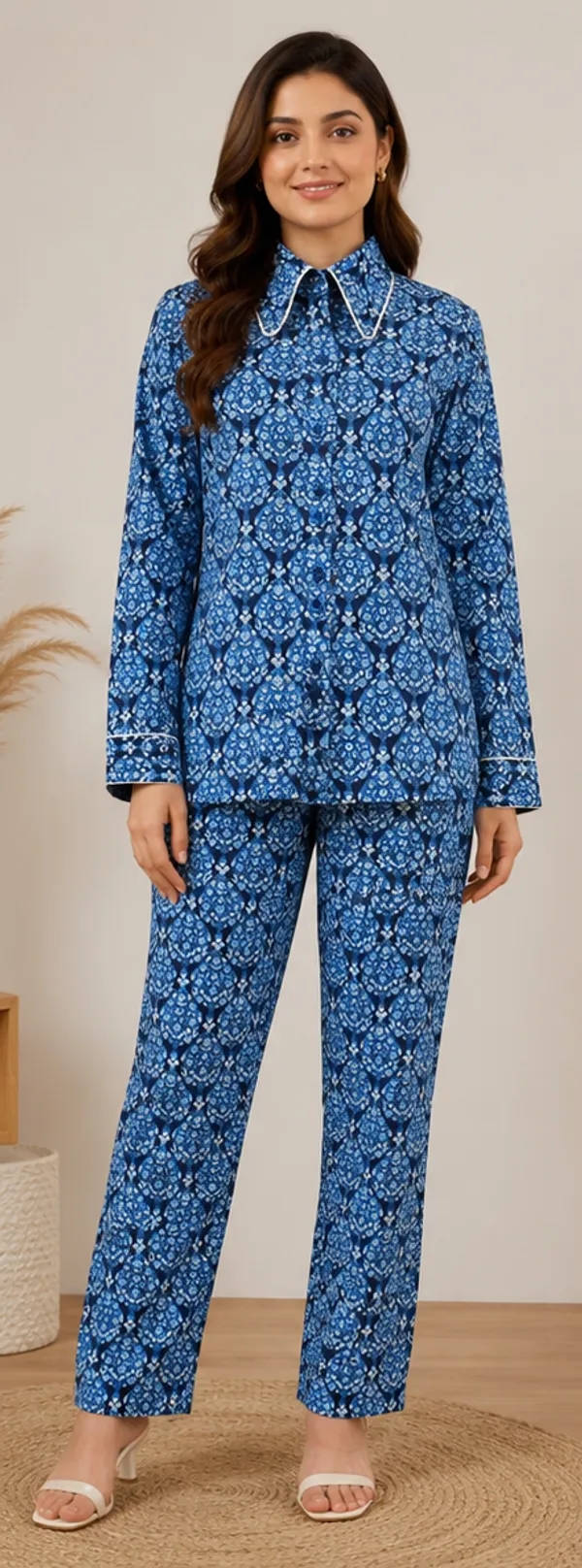 Blue_Floral_Viscose_Rayon_shirt_Trouser__cord_Set_For_Women