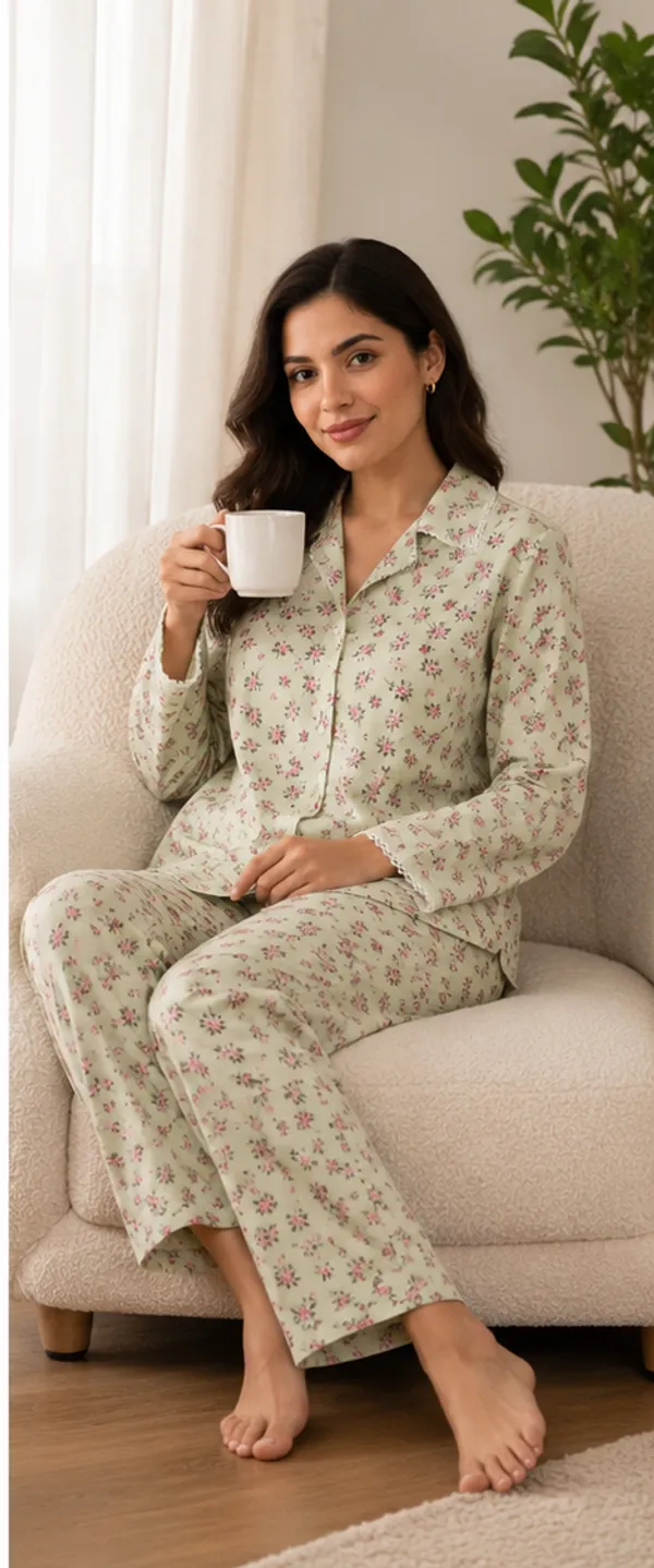 Multicolour_Viscose_Rayon_Floral_Print_Shirt_Pyjama_Co-Ord_Set_For_Women