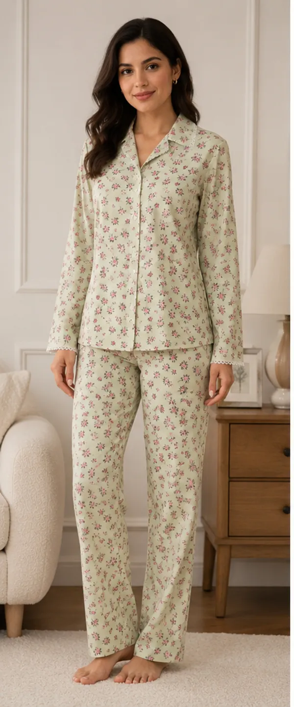 Multicolour_Viscose_Rayon_Floral_Print_Shirt_Pyjama_Co-Ord_Set_For_Women