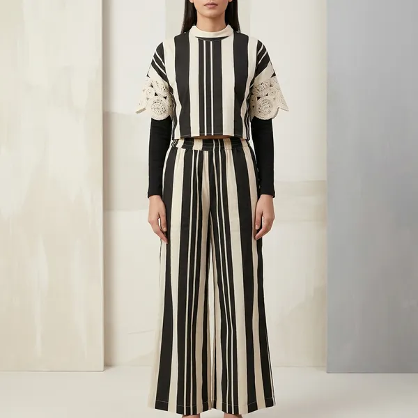 Black_&_white_Cotton_Vertical_Striped_Lace_Sleeve_Co-Ord_Set_For_Women