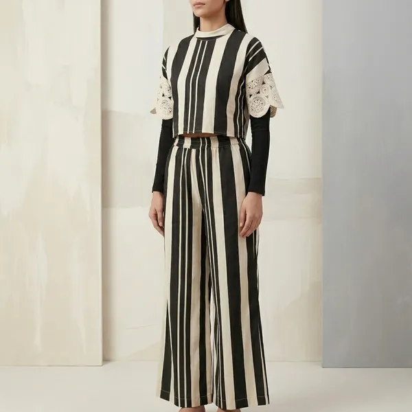 Black_&_white_Cotton_Vertical_Striped_Lace_Sleeve_Co-Ord_Set_For_Women