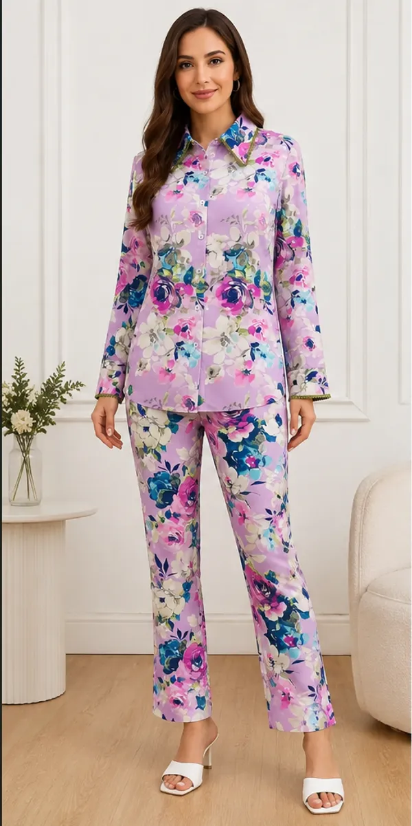 Multicolour_Floral_Viscose_Rayon_Shirt_Pyjama_Co-Ord_Set_For_Women