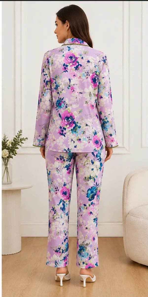 Multicolour_Floral_Viscose_Rayon_Shirt_Pyjama_Co-Ord_Set_For_Women